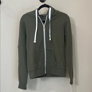Fashion Nova Olive Green Zip-Up Hoodie